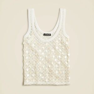 J. Crew Ivory Crochet Sequin Tank
